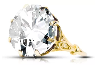 خاتم زركونيا 14 كارت من الذهب الأصفر حرف يدوية فينتاج vrc073y